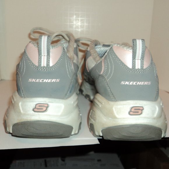 Skechers D' Lite Women's Size 12 Athletic Sneakers Shoes Lace Up Gray White - Picture 5 of 10